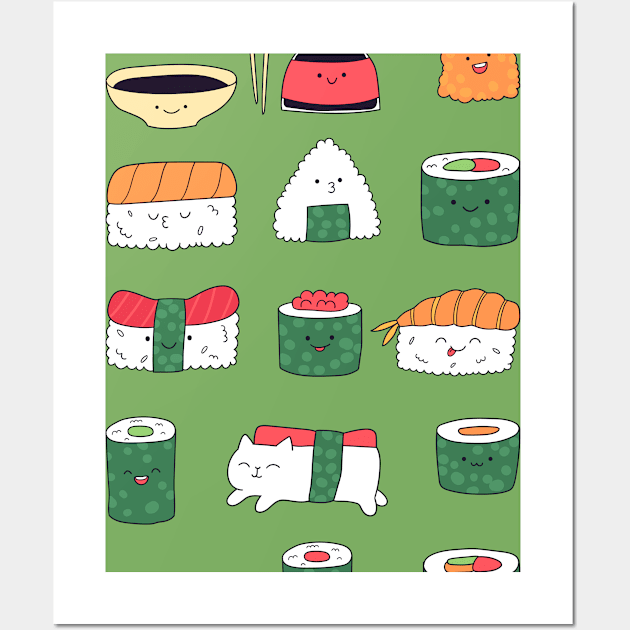 Kawaii Sushi Wall Art by kostolom3000